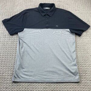 Travis Mathew Golf Shirt Men Large L Gray Black Embroidered Logo Activewear Golf